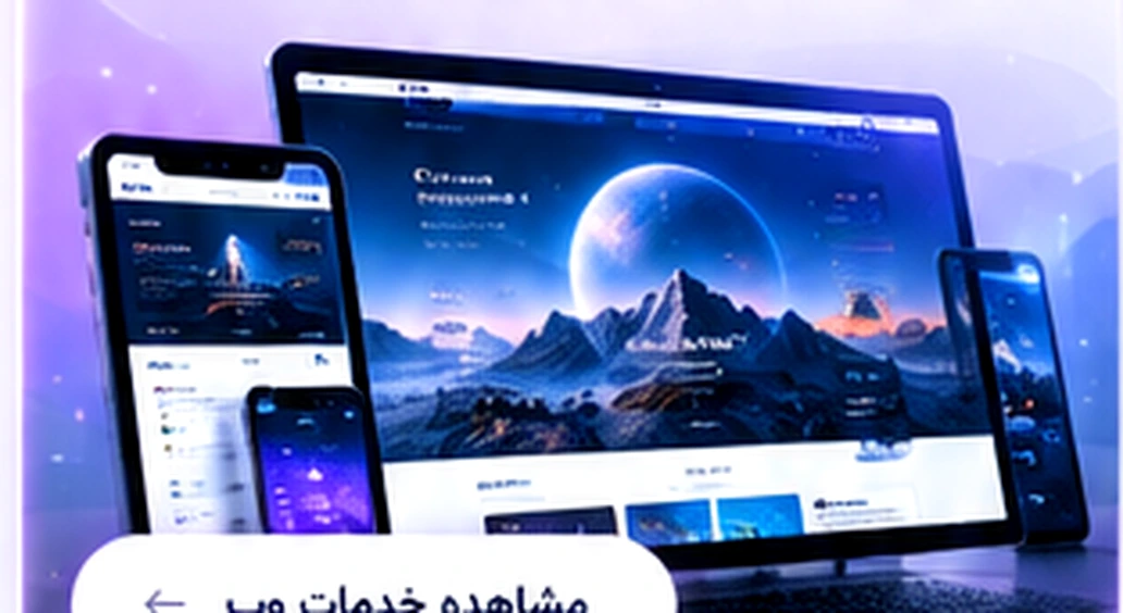 نمای مفهومی لپتاپ، موبایل و یک وبسایت مدرن